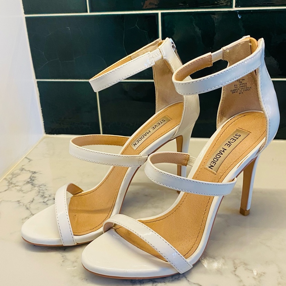 Women's Steve Madden Feelya Heels In White Size 7